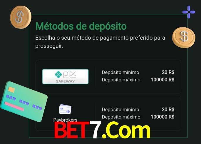 O cassino Bet7.Com oferece uma grande variedade de métodos de pagamento